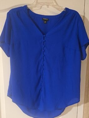 torrid Royal Blue Short-Sleeve Button-Front Blouse